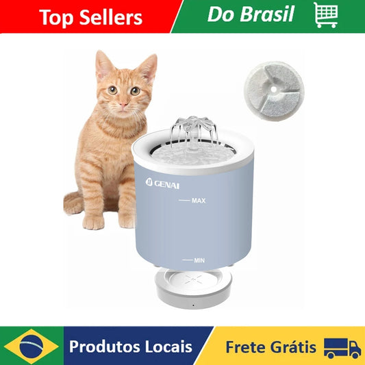 Fonte de Água Automática 1.6L para Gatos e Cães com Sensor