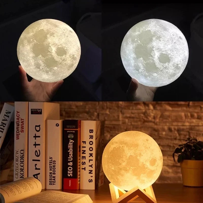 Luminária Umidificador Aromatizador Lua 3D com Luzes LED